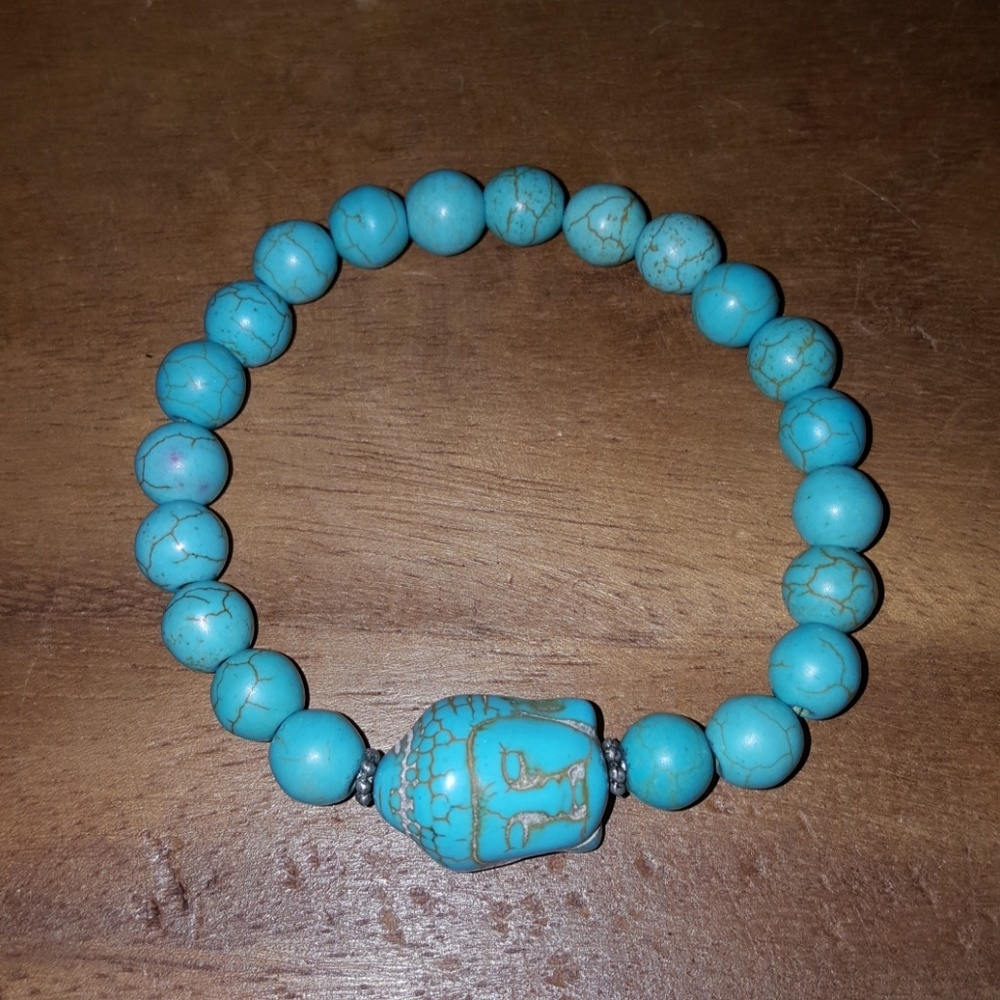 Turquoise howlite Buddha head stretch bracelet